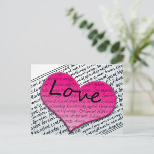 Postal Amor 1 Corintios 13 Corazones Rosa