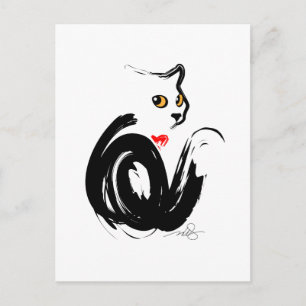 Postal Amor al gato negro