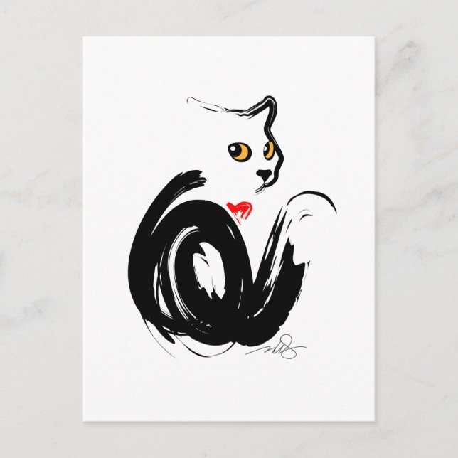 Postal Amor al gato negro (Anverso)