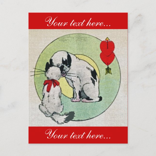 Postal Amor al gato vintage (Anverso)