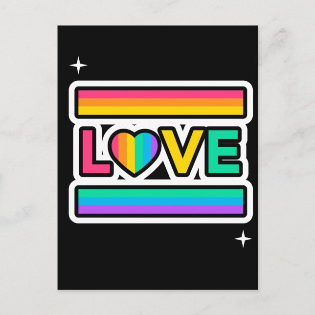 Postal Amor. Amor arcoiris. Orgullo lgbtq. (Anverso)