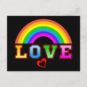 Postal Amor Arcoíris Colorido Corazón Rojo