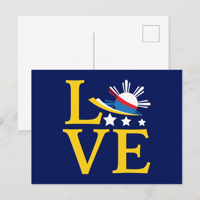 Postal Amor - Arte de tipografía con bandera filipina (Anverso / Reverso)