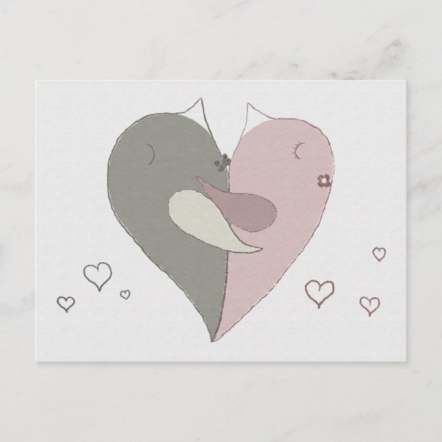 Postal Amor Aves Corazón (Anverso)
