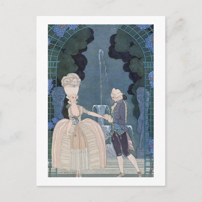 Postal Amor bajo la fuente, ilustracion por las fetes G (Anverso)