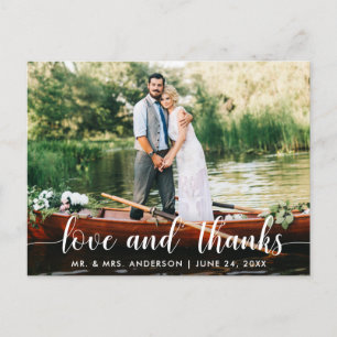 Postal Amor boda Gracias Bride Groom Foto Guión Blanco