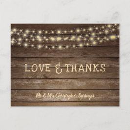 Postal Amor boda y agradecimiento a Rustic Wood String Li