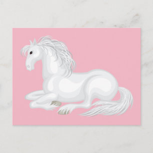 Postal Amor Caballo Blanco Lindo Equitación Caballos Poni