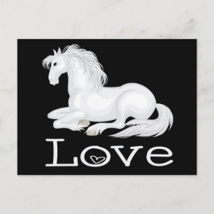 Postal Amor Caballo Blanco Lindo Equitación Caballos Poni