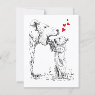 Postal amor, cachorro curioso, oso, vivero, niño, animal