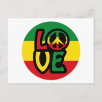 AMOR con símbolo de paz, estilo reggae