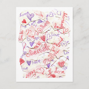 Postal Amor Corazón Adore Collage rojo y morado