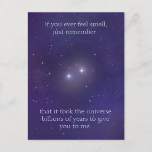 Postal Amor cósmico dos estrellas juntas en el universo
