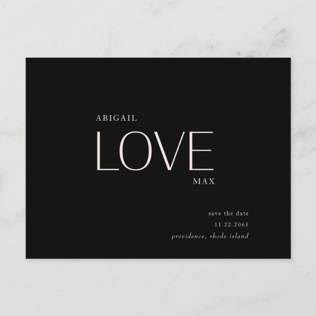 Postal Amor de Boda B/N Save the Date  (Anverso)