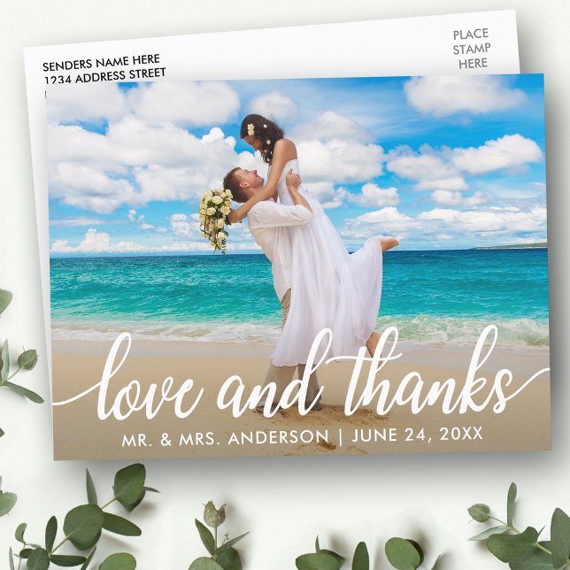 Postal Amor de Boda y Agradecimiento | Foto de Gracias (Customize to change your personalized text size or text style.)