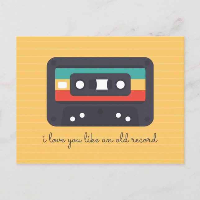 Postal Amor de Cassette Líneas Amarillas (Anverso)