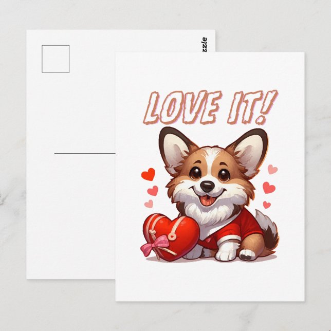 Postal Amor de Corgi Adorable (Anverso / Reverso)