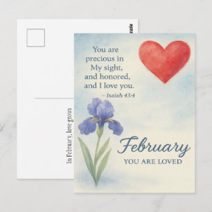 Postal Amor de febrero con flores inspiracionales del cor