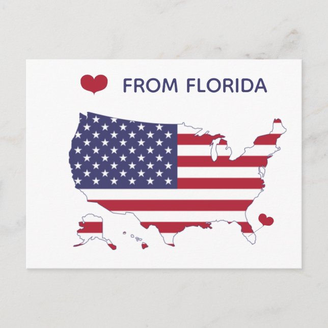 Postal Amor de Florida - Orgullo del Estado - Bandera de  (Anverso)