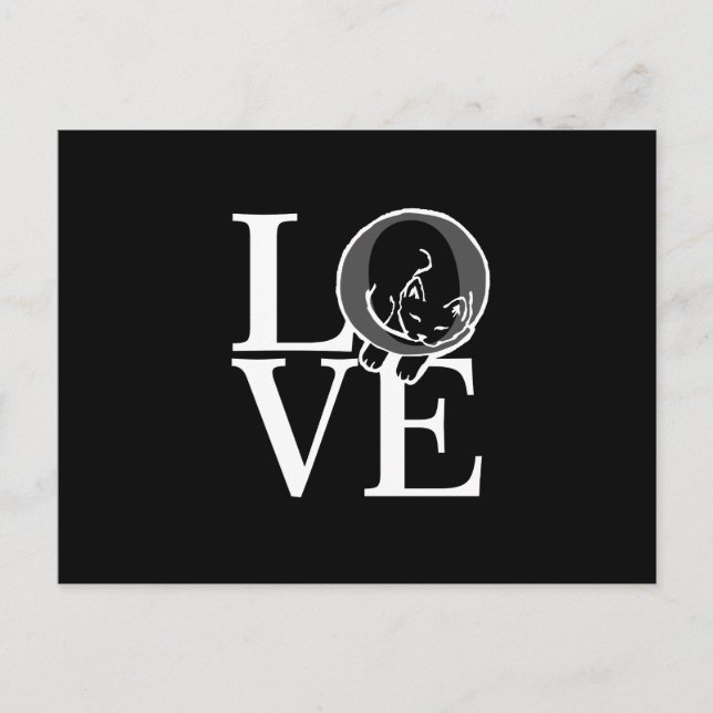 Postal Amor de Gato en Decoración Negra (Anverso)