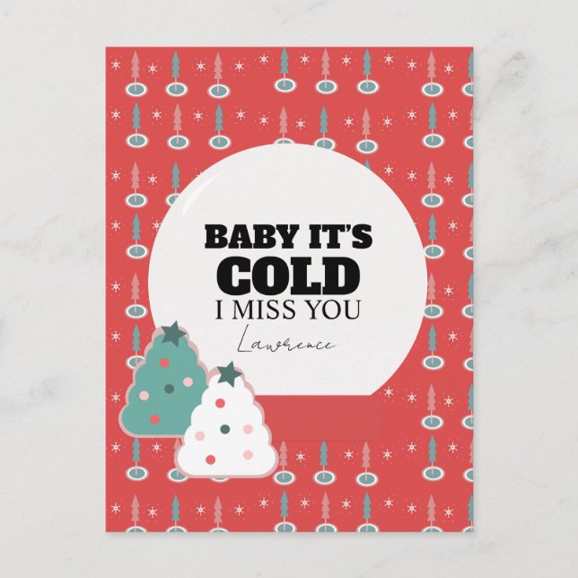 Postal Amor de Navidad de invierno a larga distancia en l (Anverso)