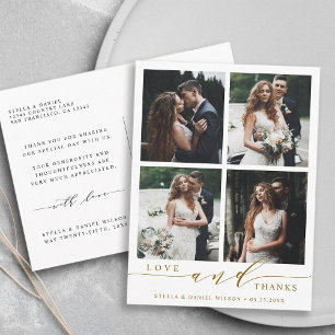 Postal Amor de Oro Moderno Agradecimiento por Foto Bodas 