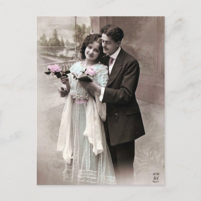 Postal Amor de pareja vintage (Anverso)