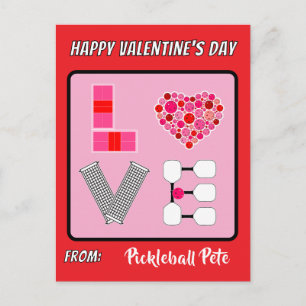 Postal Amor de Pickleball Corazones Canchas Pelotas Palas