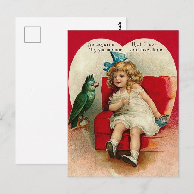 Postal amor de San Valentín vintage lindo (Anverso / Reverso)
