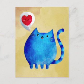 Postal Amor del gato azul gatito