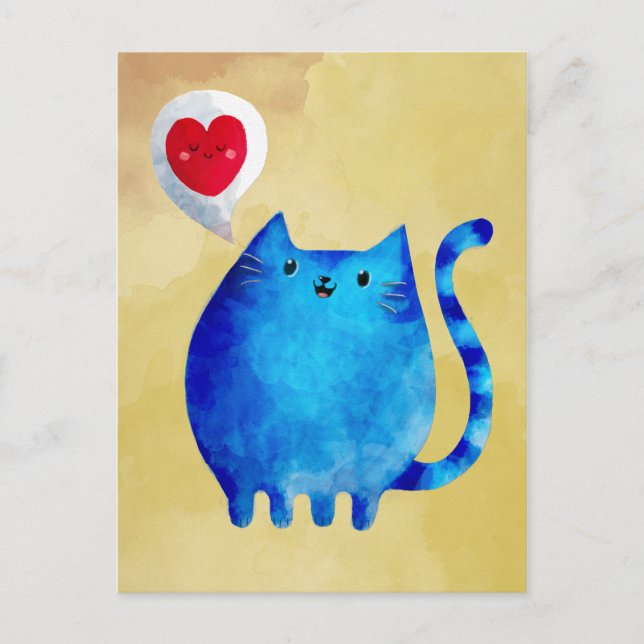 Postal Amor del gato azul gatito (Anverso)