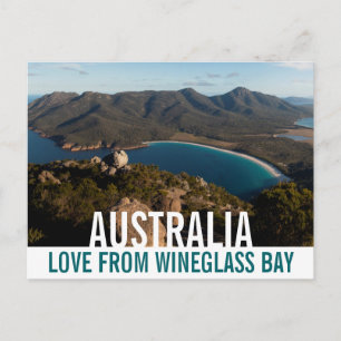 Postal Amor desde Australia Tasmania Wineglass Bay