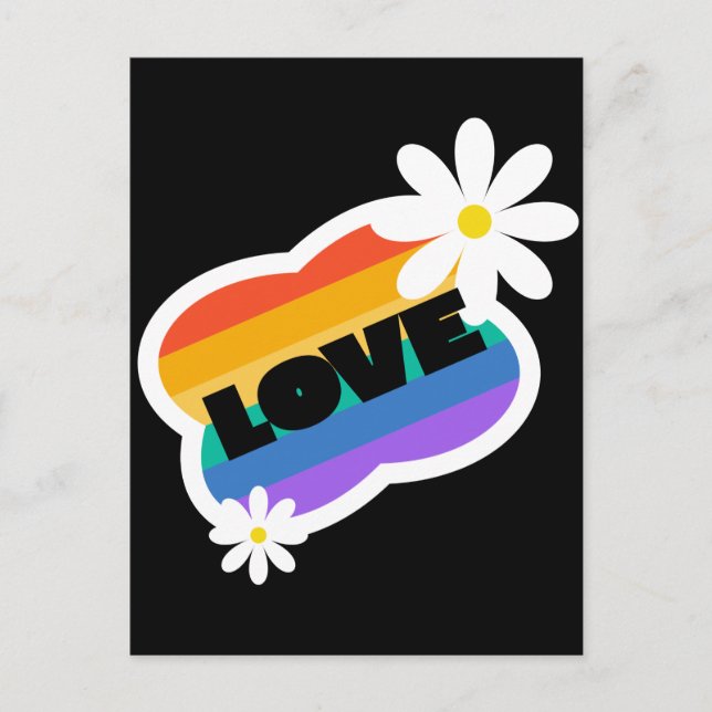 Postal Amor. El amor es amor. Orgullo LGBT+. Arcoíris.  (Anverso)
