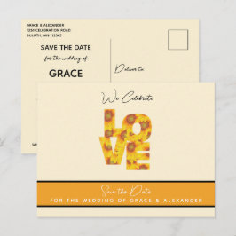 Postal AMOR Elegante Boda de Girasol Guardar la Postc de 