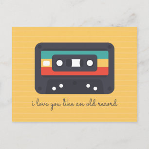 Postal Amor en cinta de casete de líneas amarillas