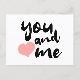 Postal Amor en dos palabras tú y yo. Día de San Valentín