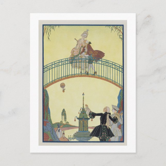 Postal Amor en el puente, ilustracion para 'Fetes Galant (Anverso)