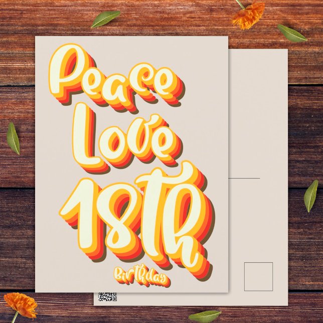 Postal Amor en gris retro genial Cumpleaños feliz 18 (Front and Back)