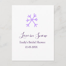 Postal amor en lluvia de nieve bridal shower morado pasta
