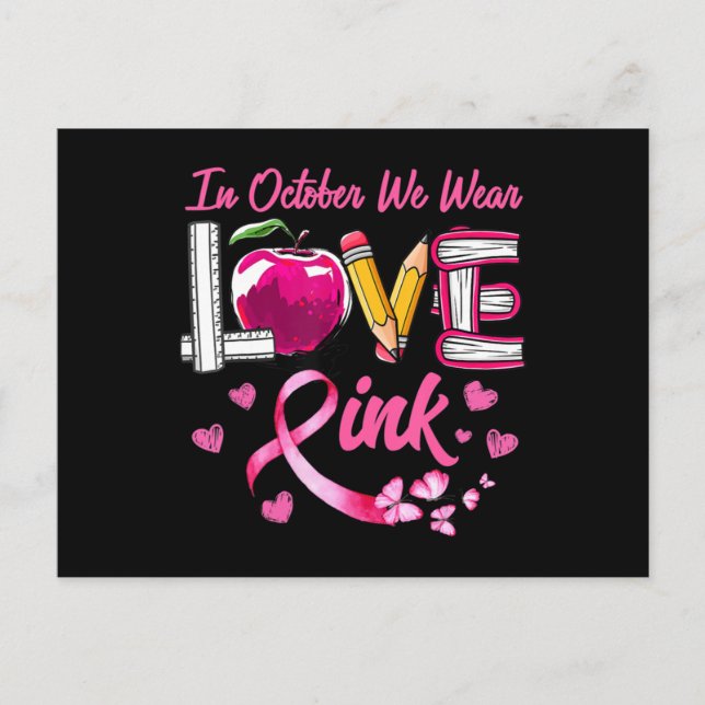 Postal Amor En Octubre Usamos Cáncer De Mama De Maestra R (Anverso)
