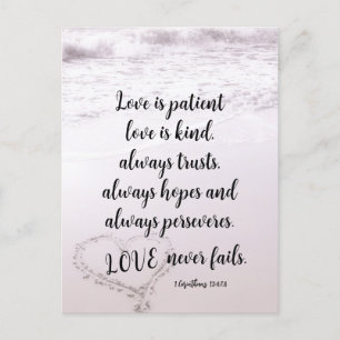 Postal Amor es Paciente Versículo Bíblico Bodas en la Pla