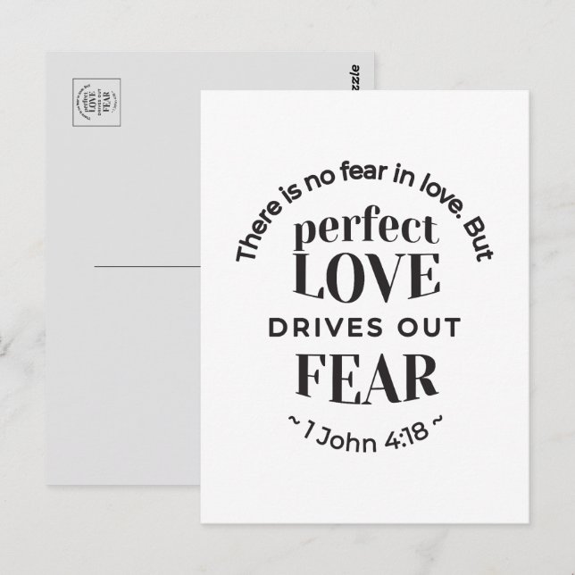 Postal Amor Eterno - 1 Juan 4:18 Escritura Cita Arte (Anverso / Reverso)