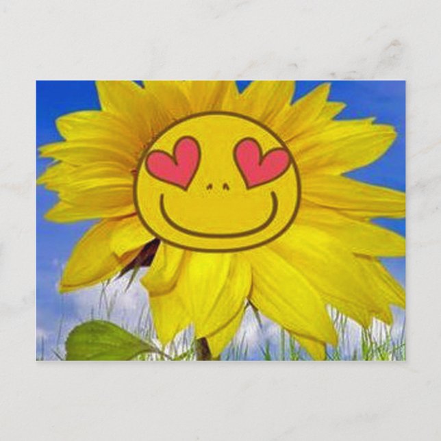 Postal Amor, feliz, girasol, colorido, flor, animado (Anverso)
