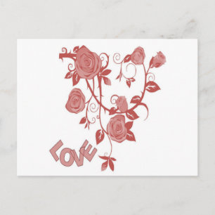 Postal Amor floral rosado