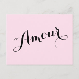Postal Amor francés amor rosa y Moda negra parisino