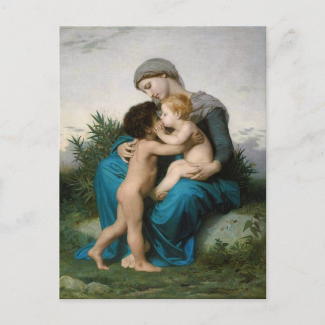 Postal Amor fraternal por William-Adolphe Bouguereau (Anverso)