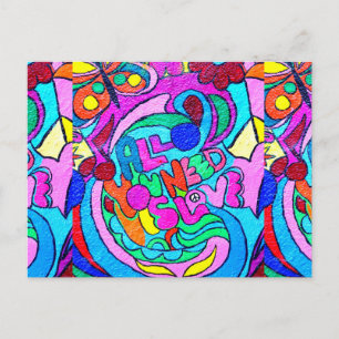Postal amor hippie groovy psicodélico