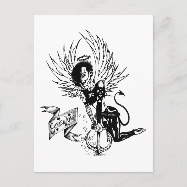 Postal Amor hundido - Tatuaje de Punk Rock Pin Up (Anverso)