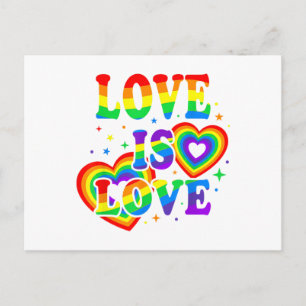 Postal Amor LGBTQ es Amor Orgullo Gay Bandera de Arcoíris