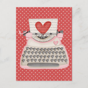Postal Amor máquina de escribir